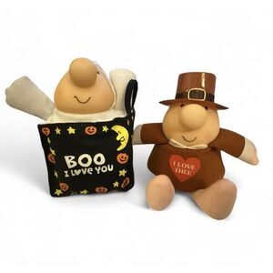 Ziggy Thanksgiving‎ & Halloween Plushes 6.5" 1991 Vintage Vinyl Faces Lot Of Two